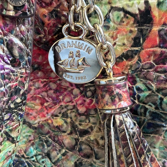 Colorful Croc-Embossed Shoulder Bag - Picture 3 of 7